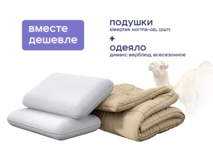 Одеяло Димакс Верблюд всесезонное + 2 подушки Sleeptek Norma-GEL 1426