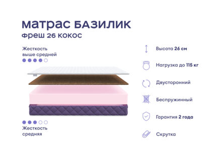 Кровать Димакс Риос с п/м + матрас Базилик Фреш 26 Кокос 1472
