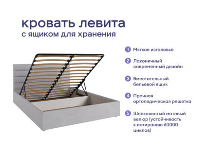 Кровать Димакс Левита с п/м + матрас Базилик Энерджи 24 медиум 1472